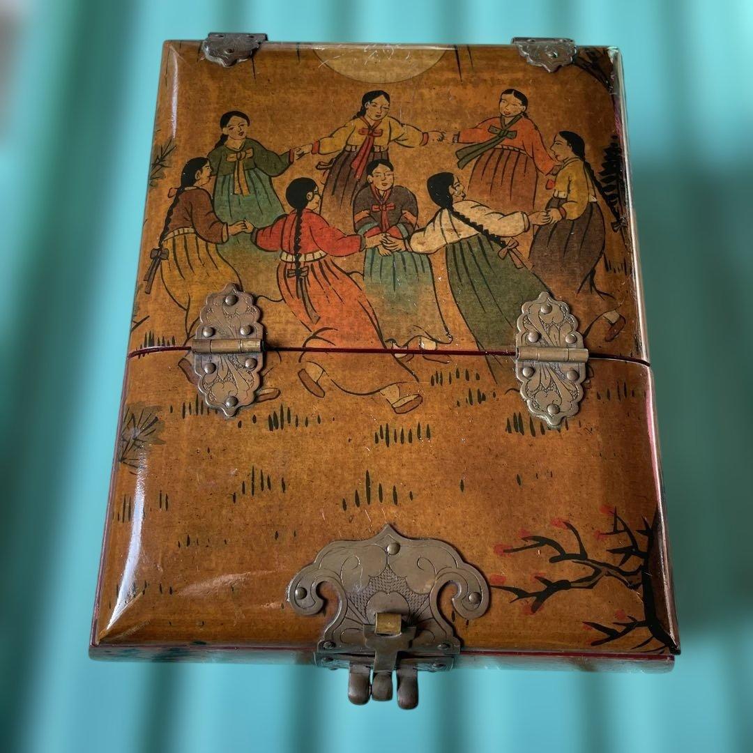 【極希少】韓国？家具 鏡付き 化粧箱　宝石箱 アンティーク　レトロ　骨董品。30