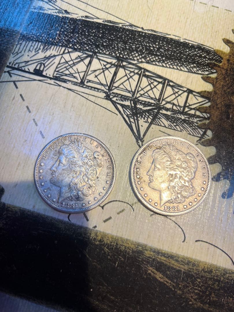 モルガンコンチョ モルガンダラー 銀貨 アンティーク 1881年製×2