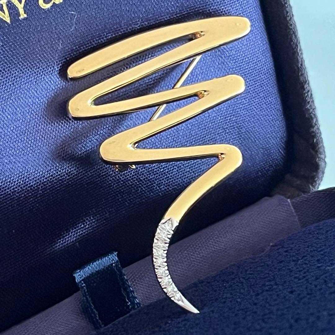 ティファニー　スクリブル　ブローチ 750/PT950ダイヤ付き　希少