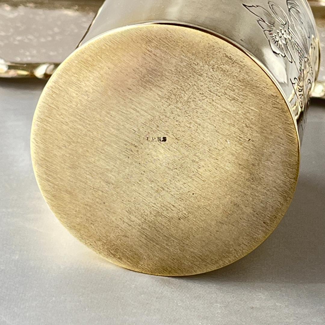 【英国】騎士のティーキャディー【シルバープレート】ゴールド