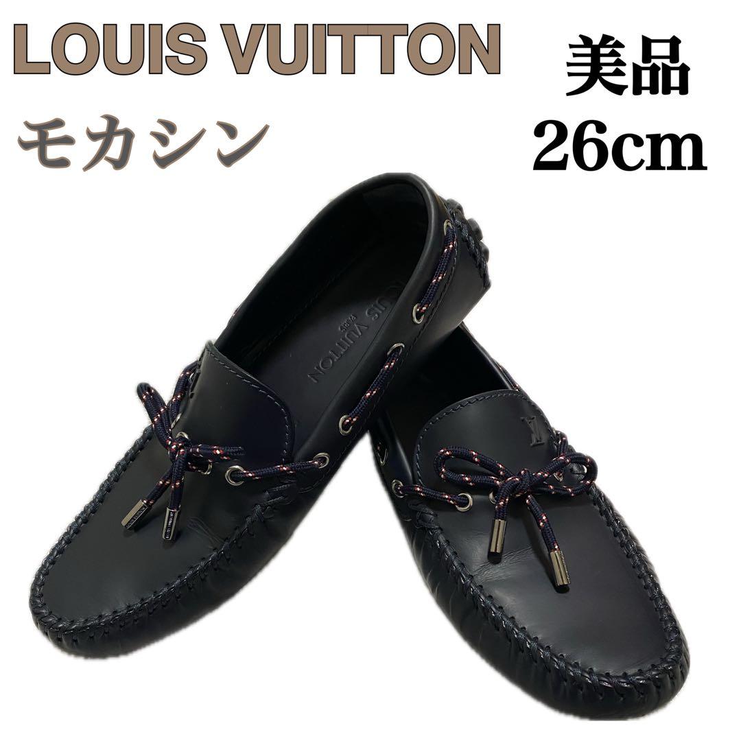 GWセール❤️LOUIS VUITTON❤️革靴シューズモカシン紺色7ハーフ26cm