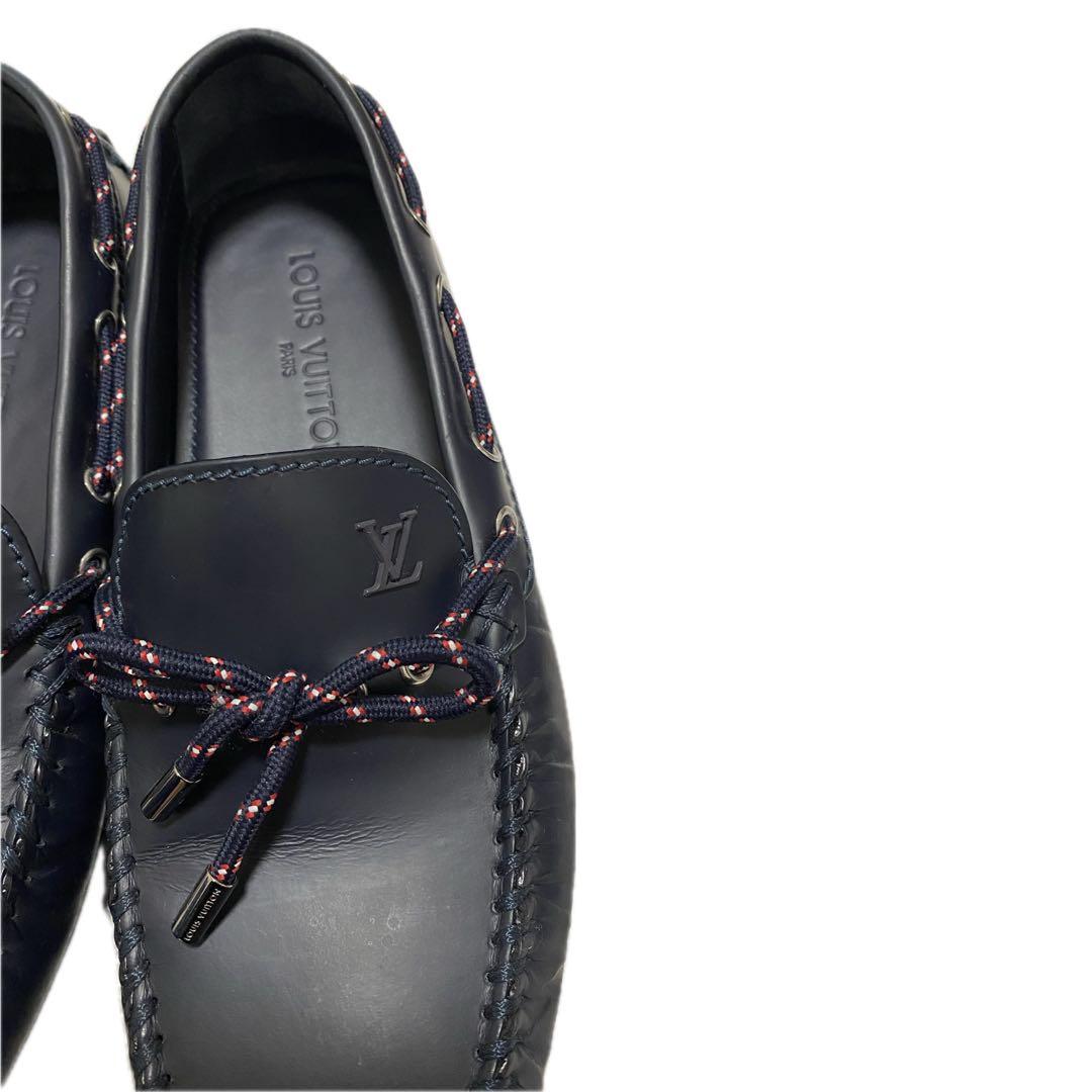 GWセール❤️LOUIS VUITTON❤️革靴シューズモカシン紺色7ハーフ26cm