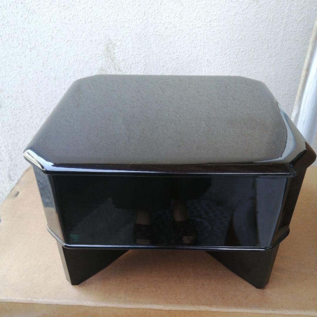骨董　大縁高重箱　脚付　週か　蓋二枚　木製　漆器　漆　木箱