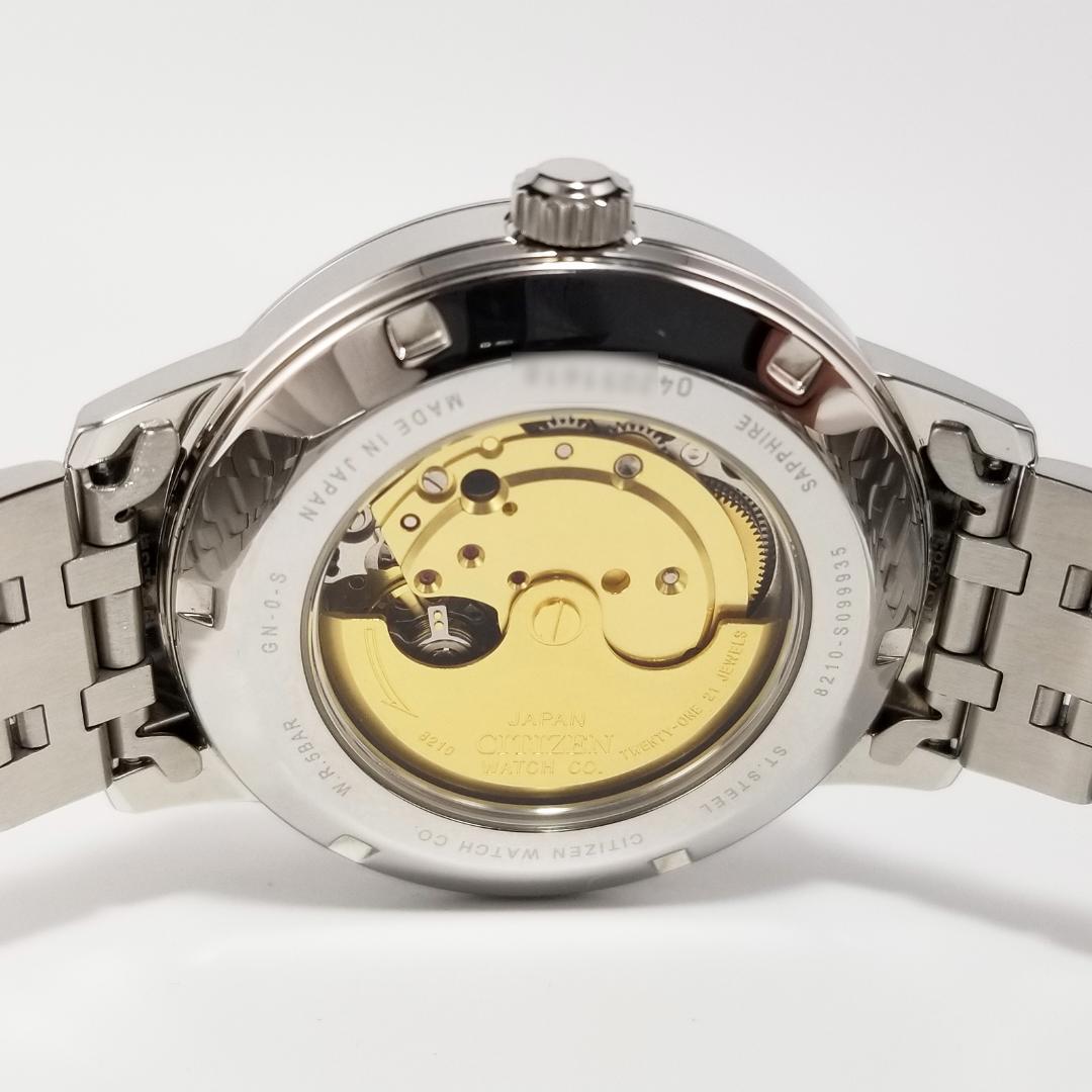 極美品 シチズン 自動巻 8210-S099935 ブラック文字盤 裏スケ