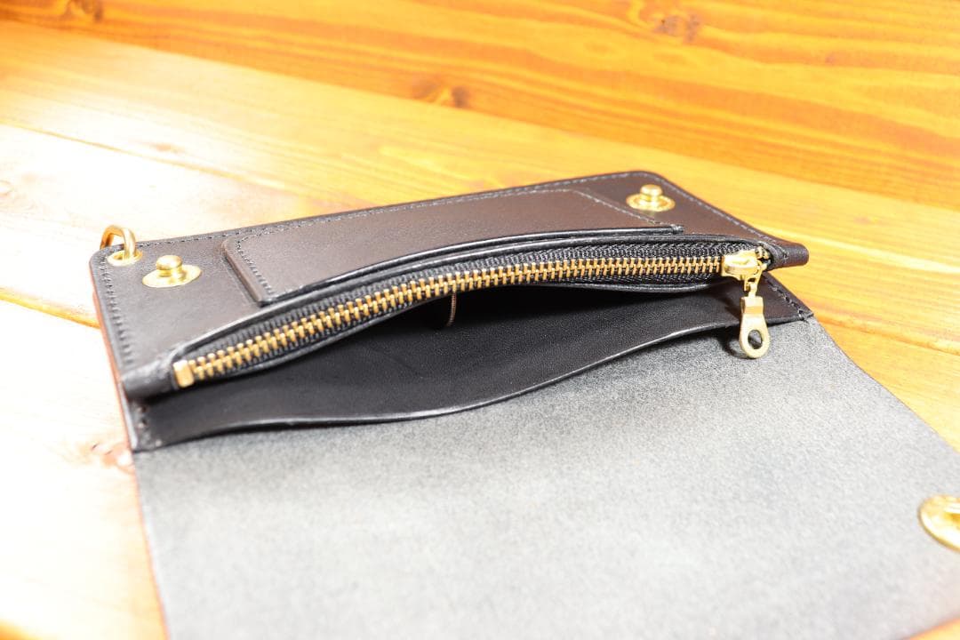 【即納商品】　ロングトラッカーウォレット　真鍮　栃木レザー