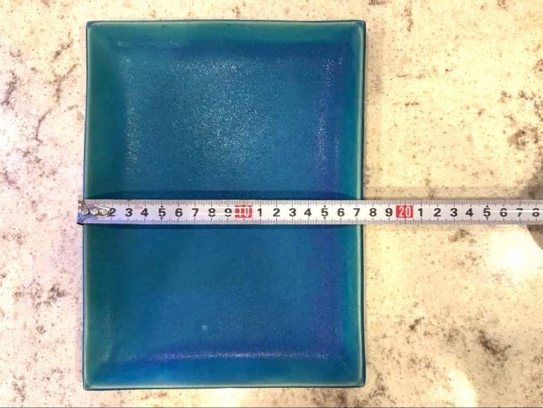 大嶺工房 やちむん ペルシャブルー 長方形プレート23✖️17.5cm 2枚セット
