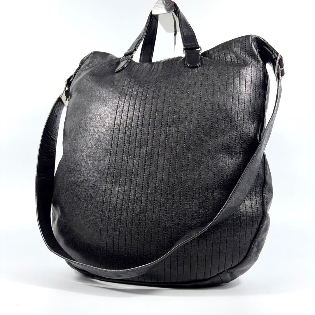 ✨希少 美品✨カワカワ ショルダーバッグ 2way ラウンド レザー A4可 黒