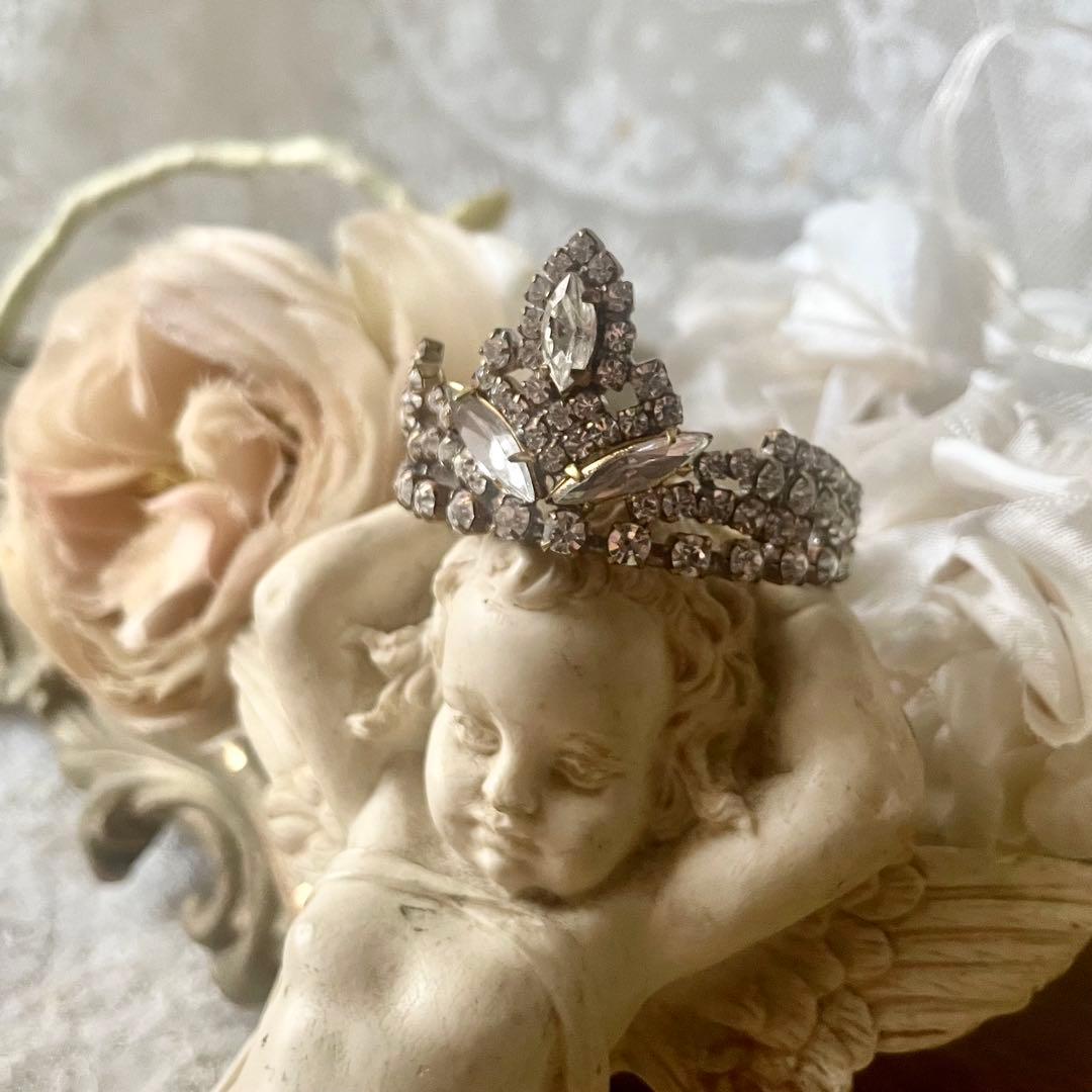 チェコガラスドールティアラB ラインストーン　フランスアンティークヴィンテージ