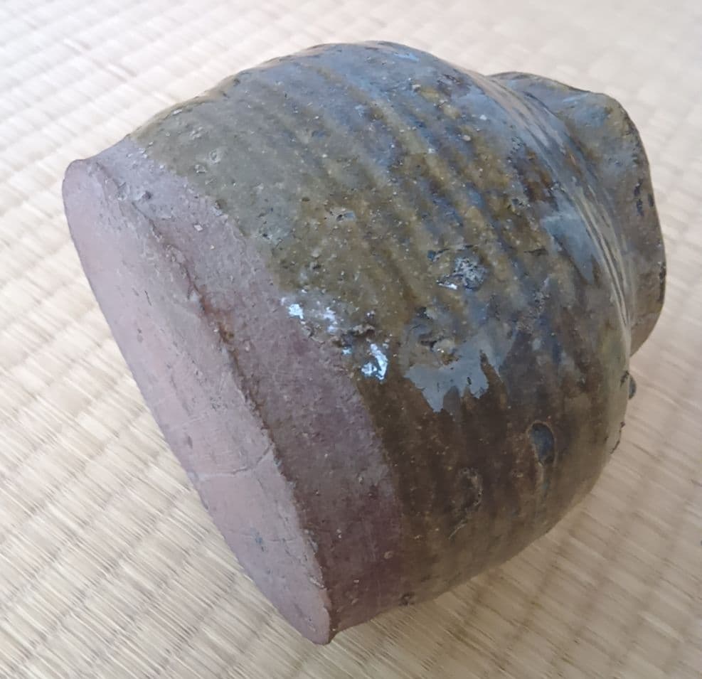 骨董品 古瀬戸風 小壺 油壺 耳付 古陶器 茶道具 アンティーク 片口壺