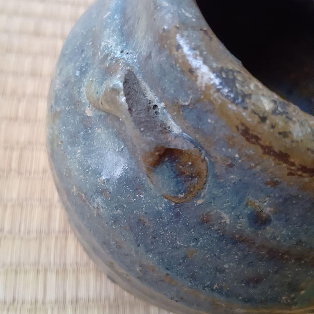 骨董品 古瀬戸風 小壺 油壺 耳付 古陶器 茶道具 アンティーク 片口壺