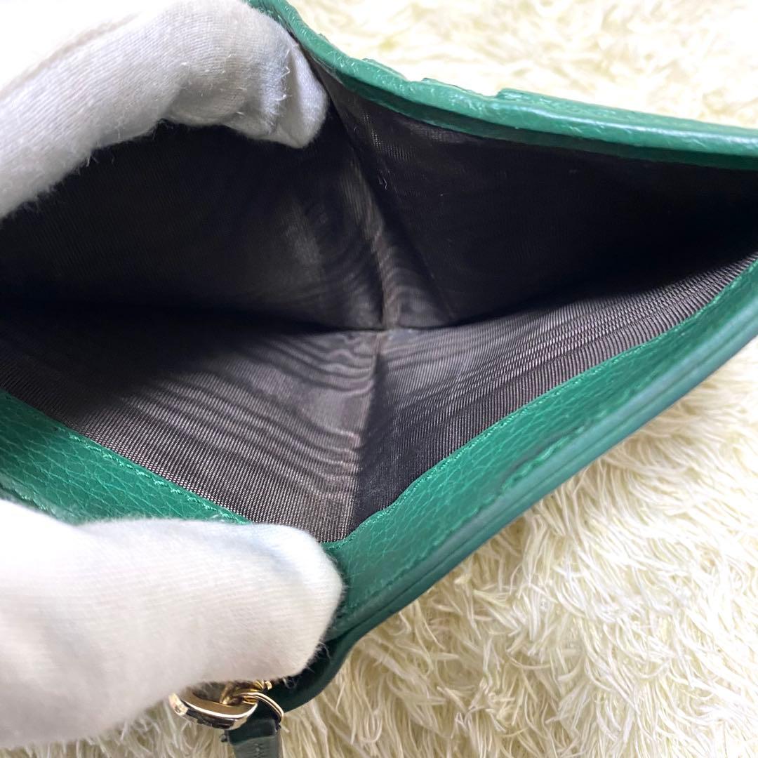 美品✨ GUCCI グッチ 折り財布 GGキャンバス ラウンドジップ グリーン