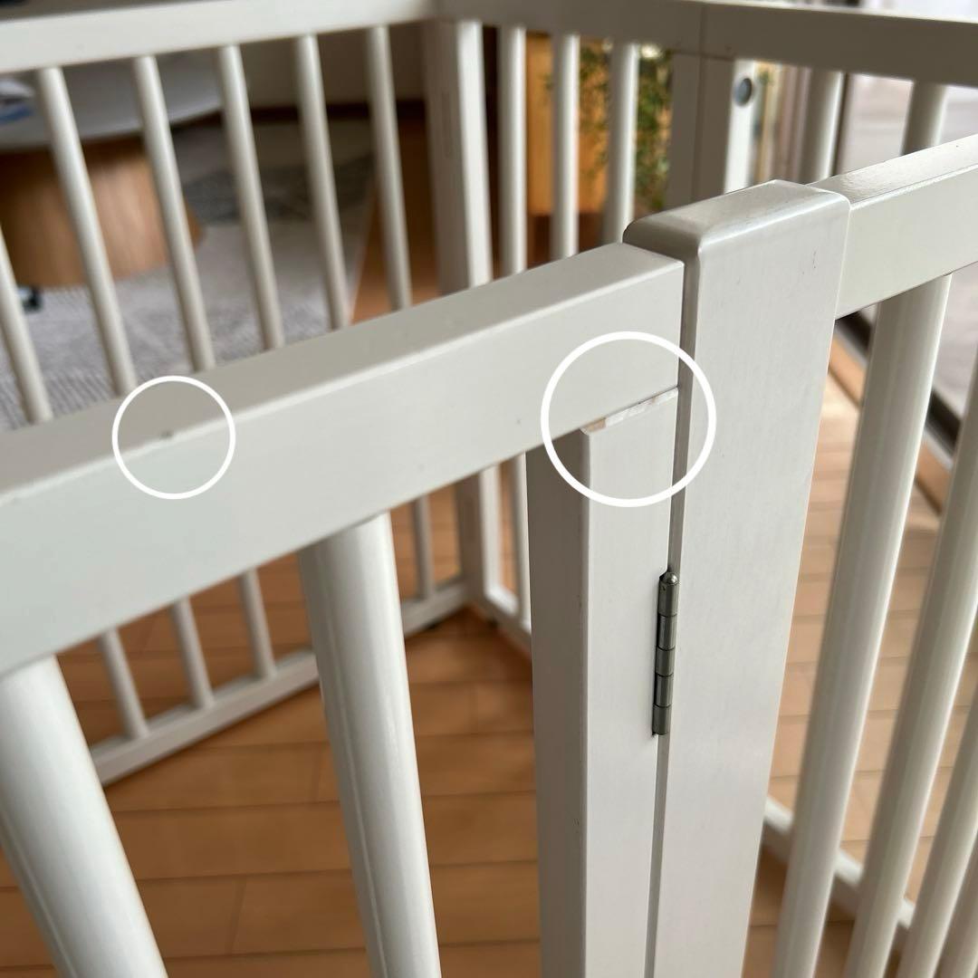 石崎家具 木製ワンタッチペットサークル ホワイトS 犬用ケージ 天然木 日本製