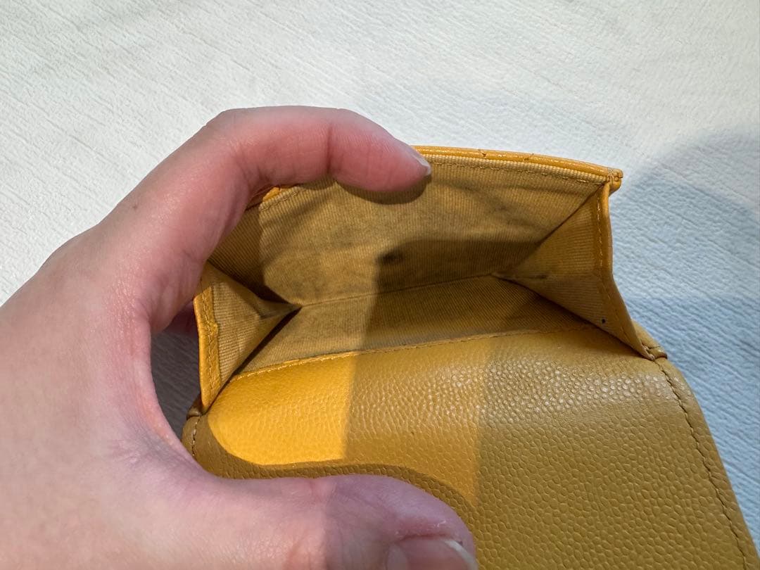 テ*ド様 CHANEL 三つ折り財布 イエロー キルティング