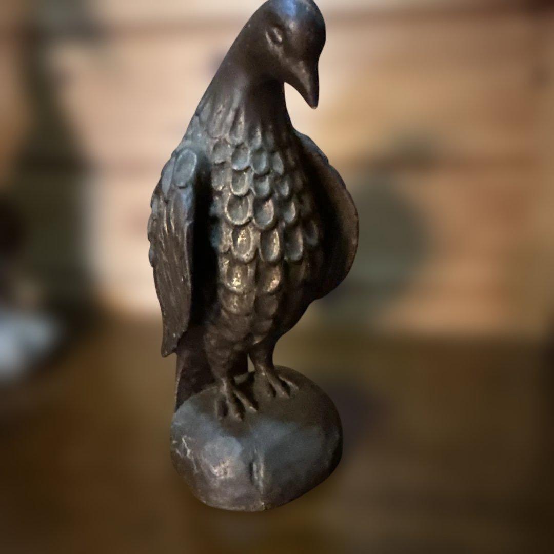 ヴィンテージ　木製 鳥の彫刻 ダークブラウン