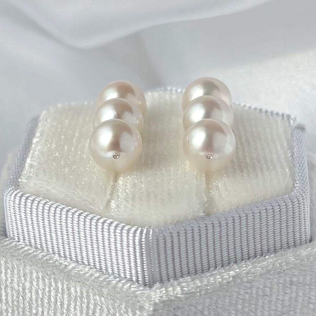 あこや真珠ピアス　３連ピアス　14kgf No.6