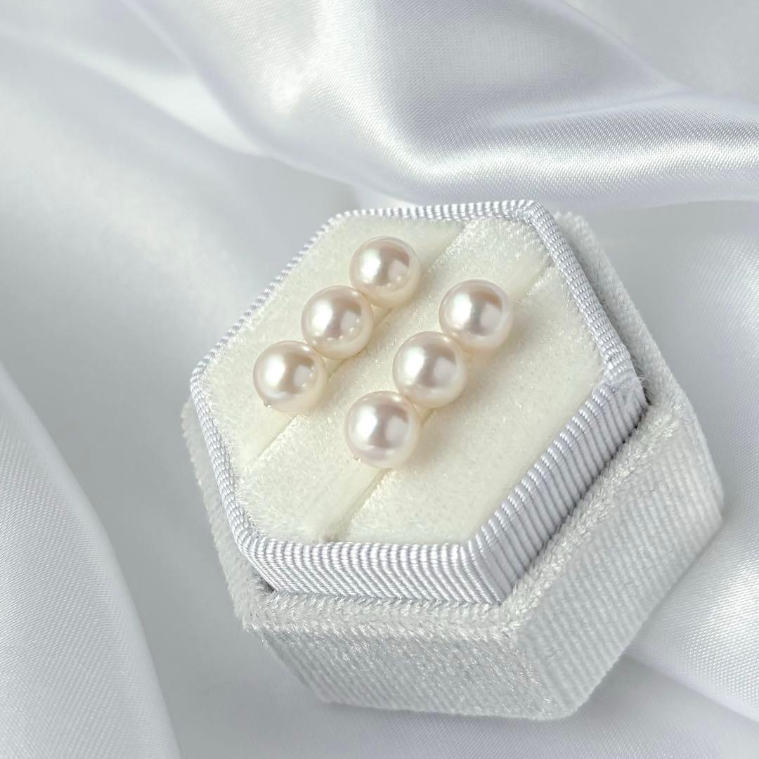 あこや真珠ピアス　３連ピアス　14kgf No.6