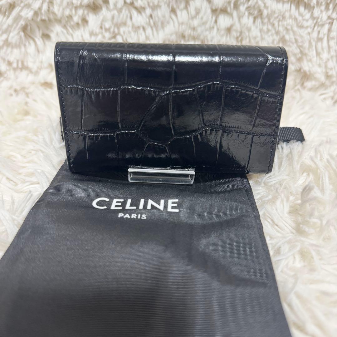 【極美品】CELINE キーケース クロコダイル型押し カーフスキン
