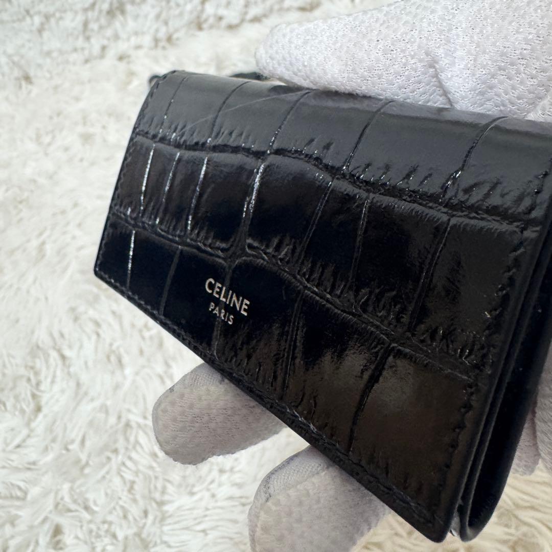 【極美品】CELINE キーケース クロコダイル型押し カーフスキン