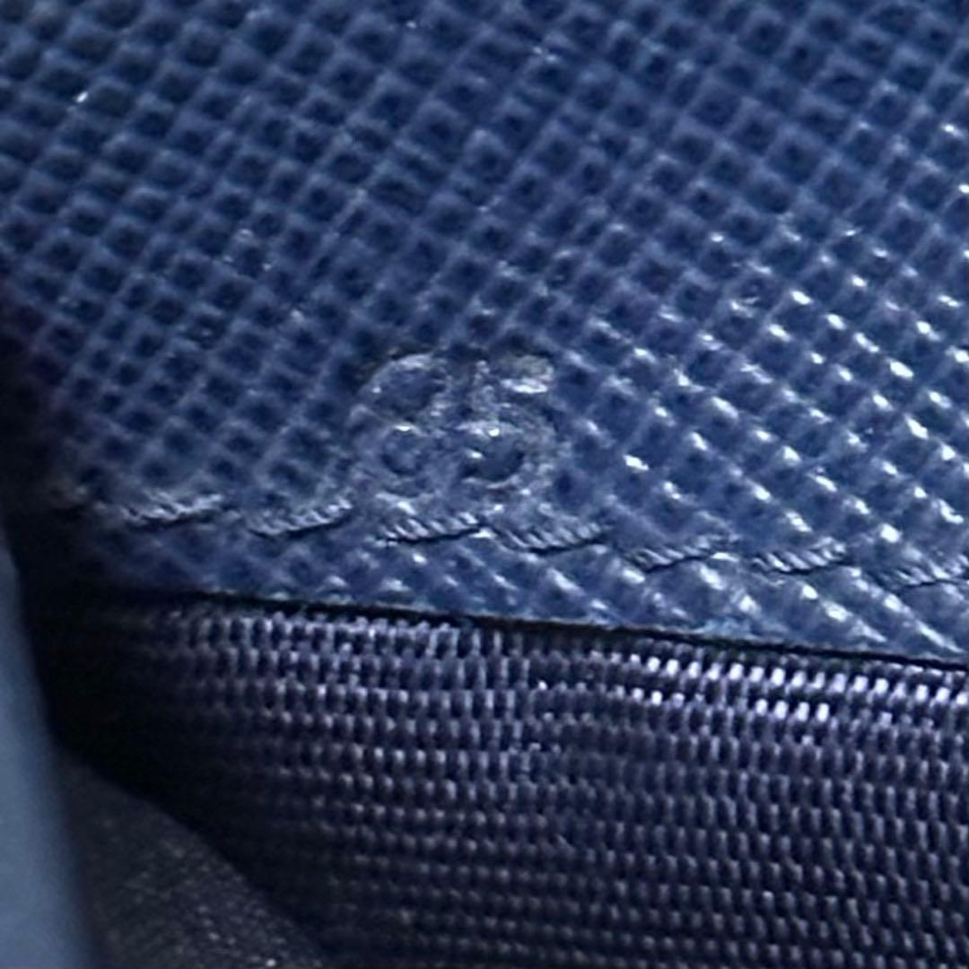 PRADA プラダ　折り財布　ゴールドロゴ ブルー　サフィアーノレザー