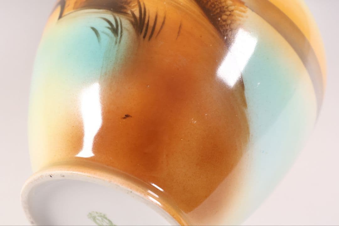 【CM304】オールドノリタケ 湖畔の風景 花瓶 高21cm 夕焼け 花入 花器