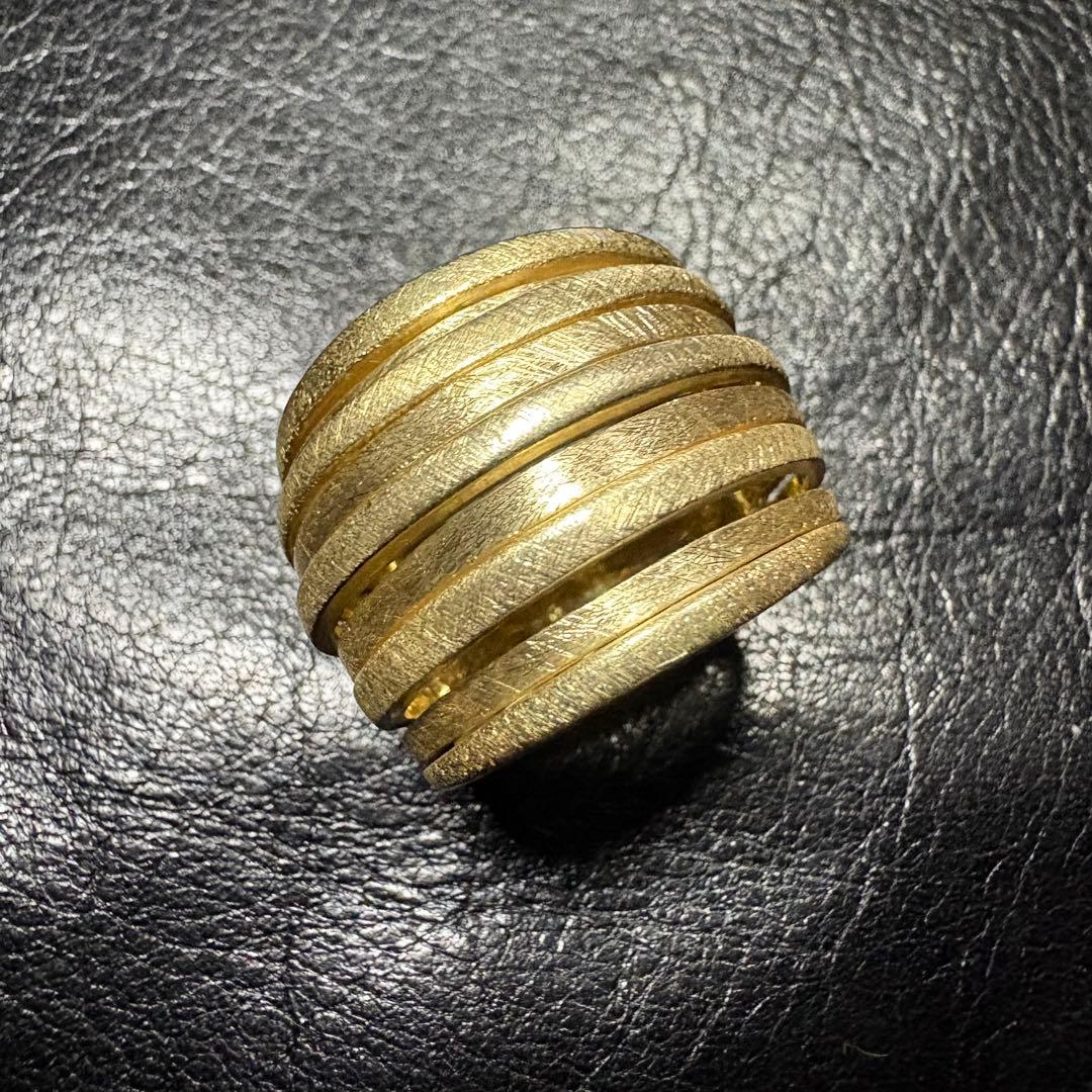 アクセサリー Vintage Silver Gold Wide Step Ring 925