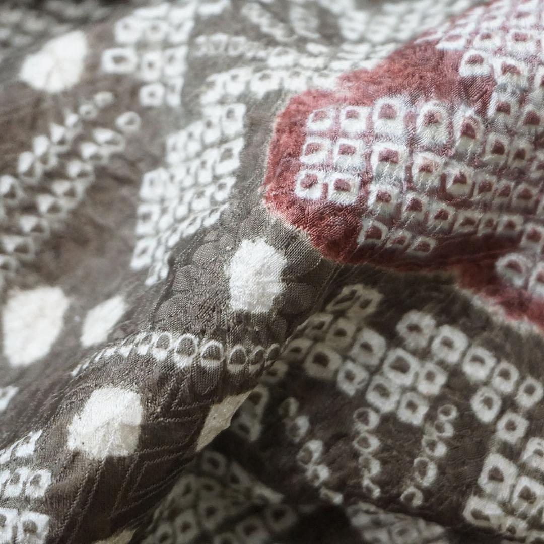 躾糸付未使用　総絞り　ブラウンゴールド　正絹訪問着　160cm　a650