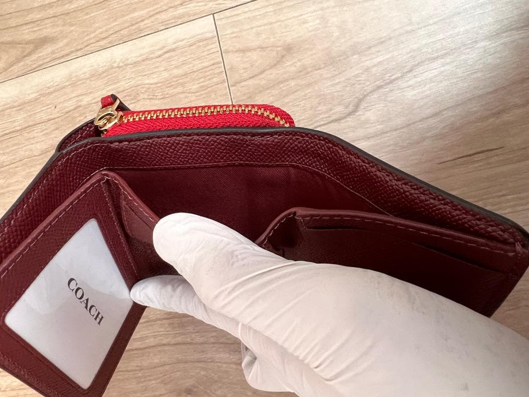 新品 COACH 赤 レッド 三つ折り財布 37968 IMF8Q