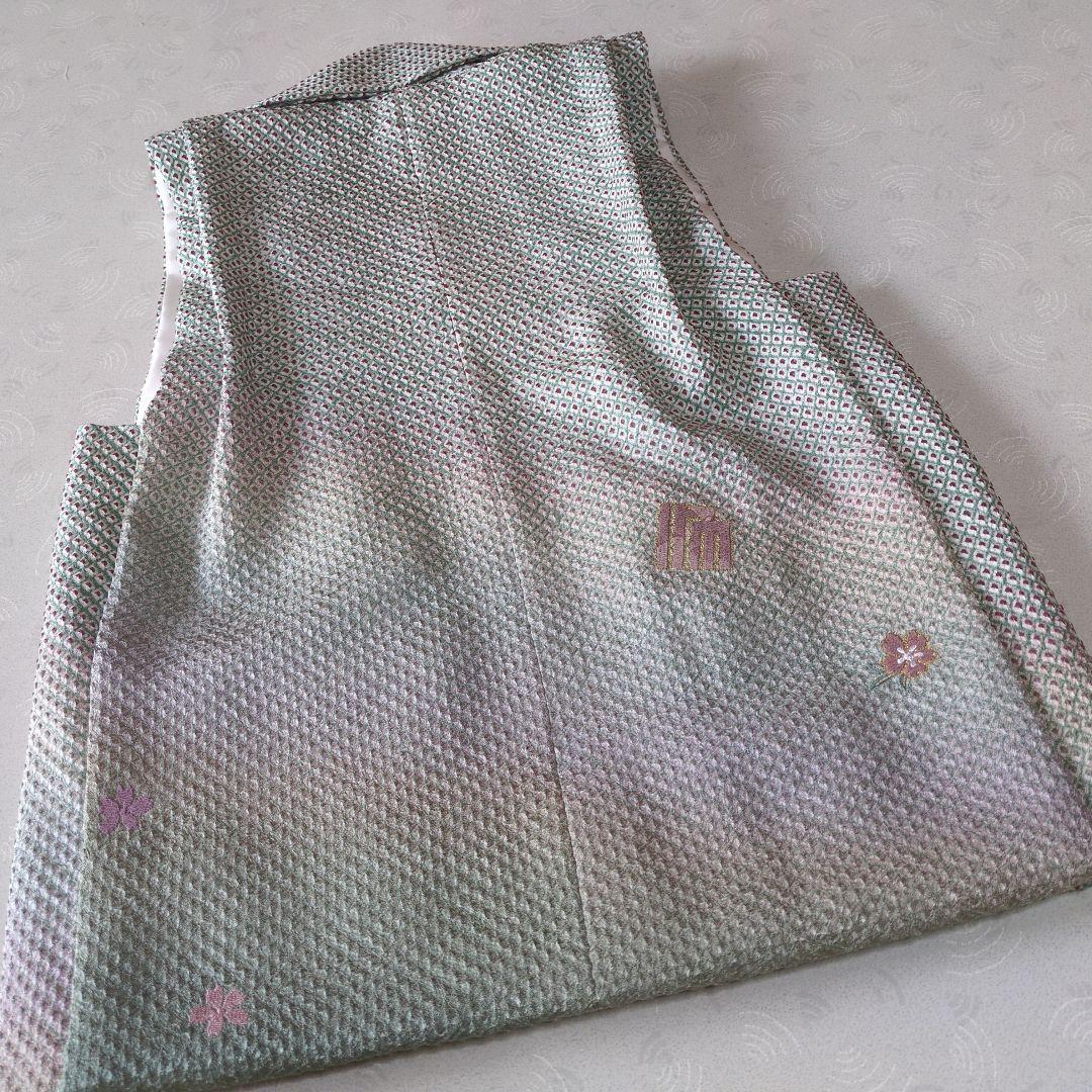 七五三３歳男の子着物と正絹総絞りの被布（中綿無し）ペパーミントグリー