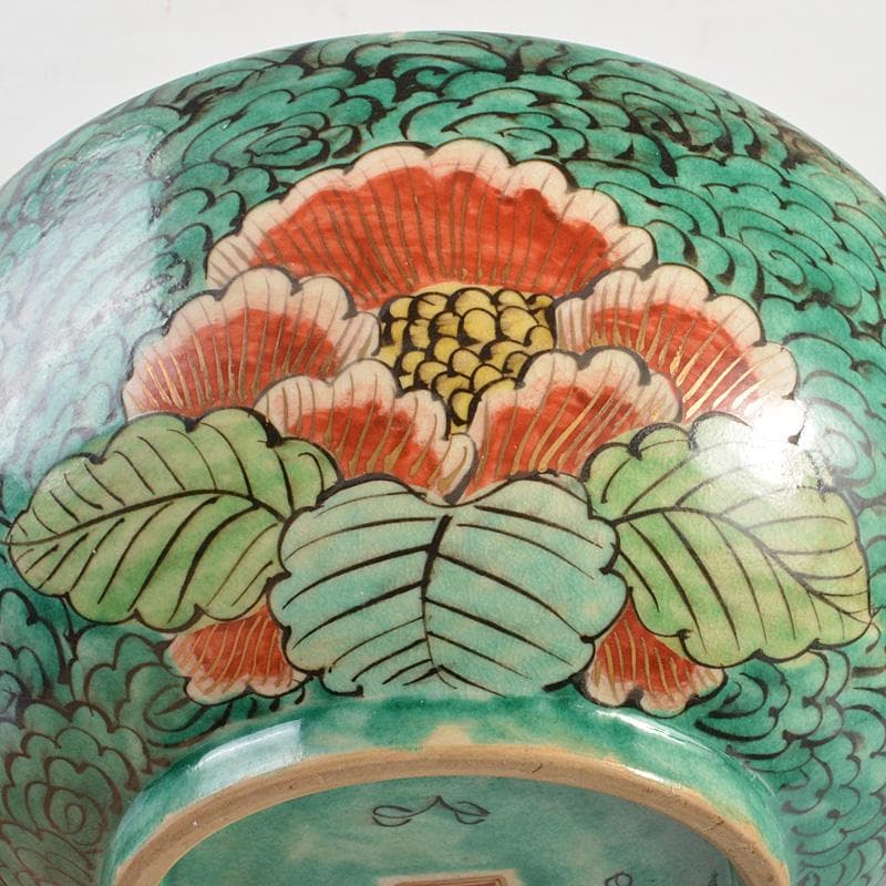 えびいち　庄三造　赤絵　花鶴人物文　菓子器　鉢　時代箱付　V　R6788F