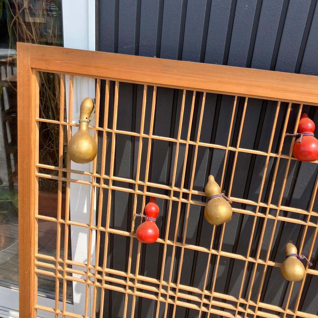 アンティーク建具 組子細工格子 透かし建具 襖 骨董品 欄間 みやび格子 瓢箪