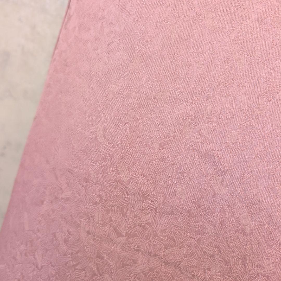 着物＋帯揚げ＋帯締め　色無地　正絹　紫ピンク　地紋　O6