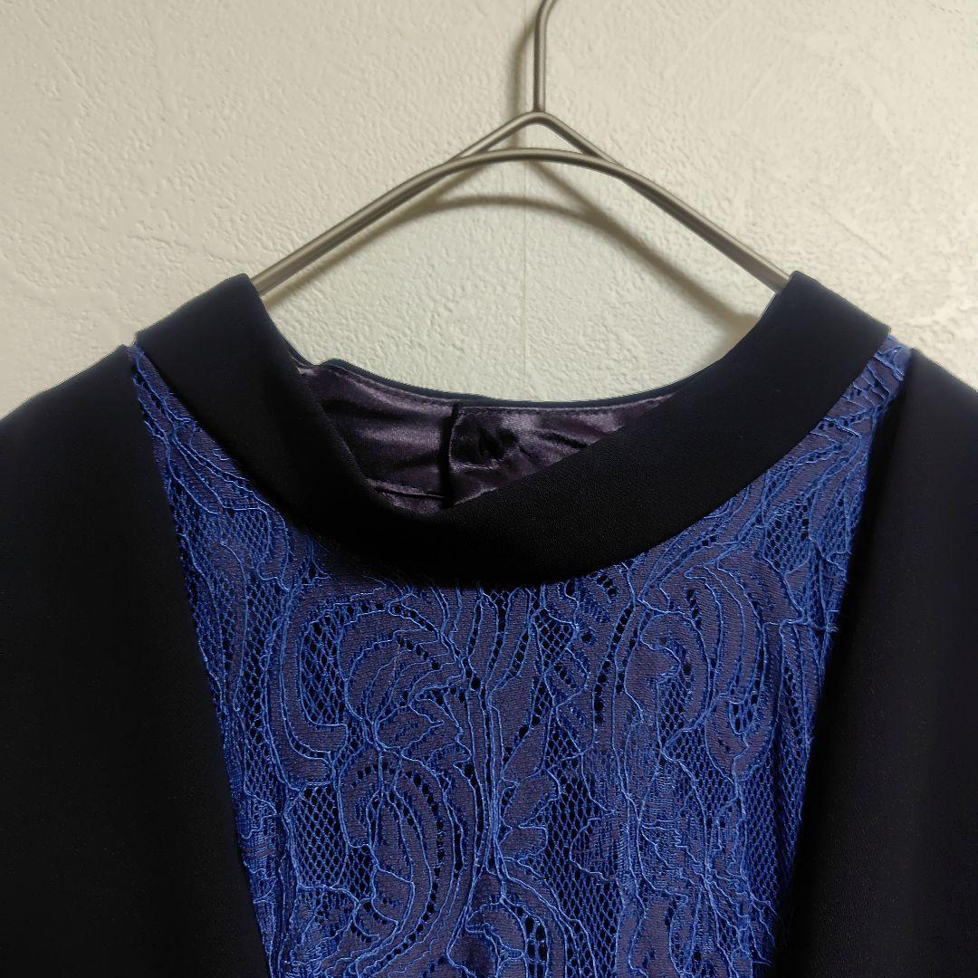 新品【Callarus】カラルス スタンドカラーレース切替デザインワンピース