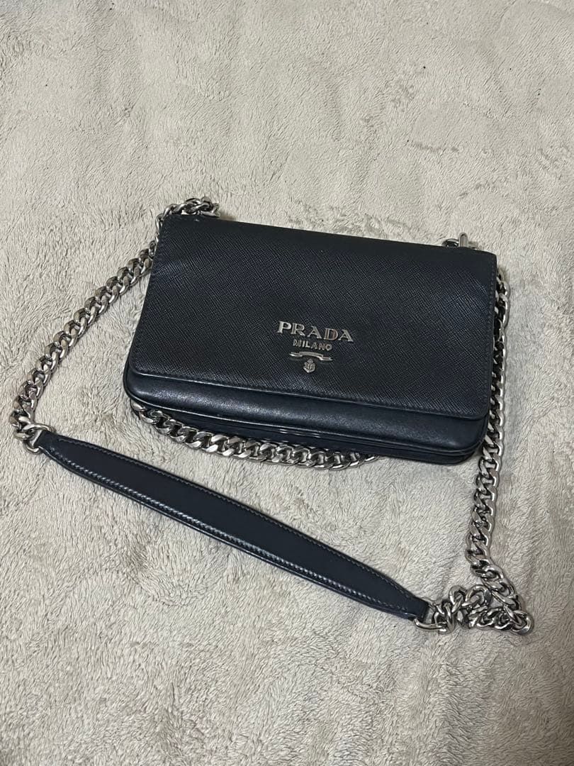 【美品✨】プラダ チェーンショルダーバッグ サフィアーノレザー 1BD144
