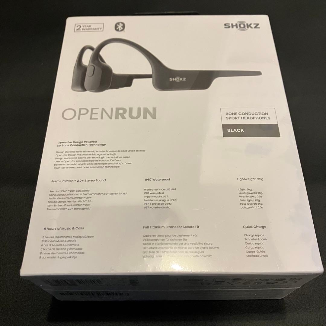 【新品未開封品】SHOKZ OpenRun 骨伝導イヤホン ブラック