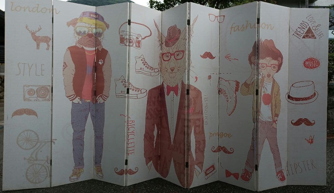 ファッションイラスト パーテーション 衝立 高さ約180cm　幅約350㎝