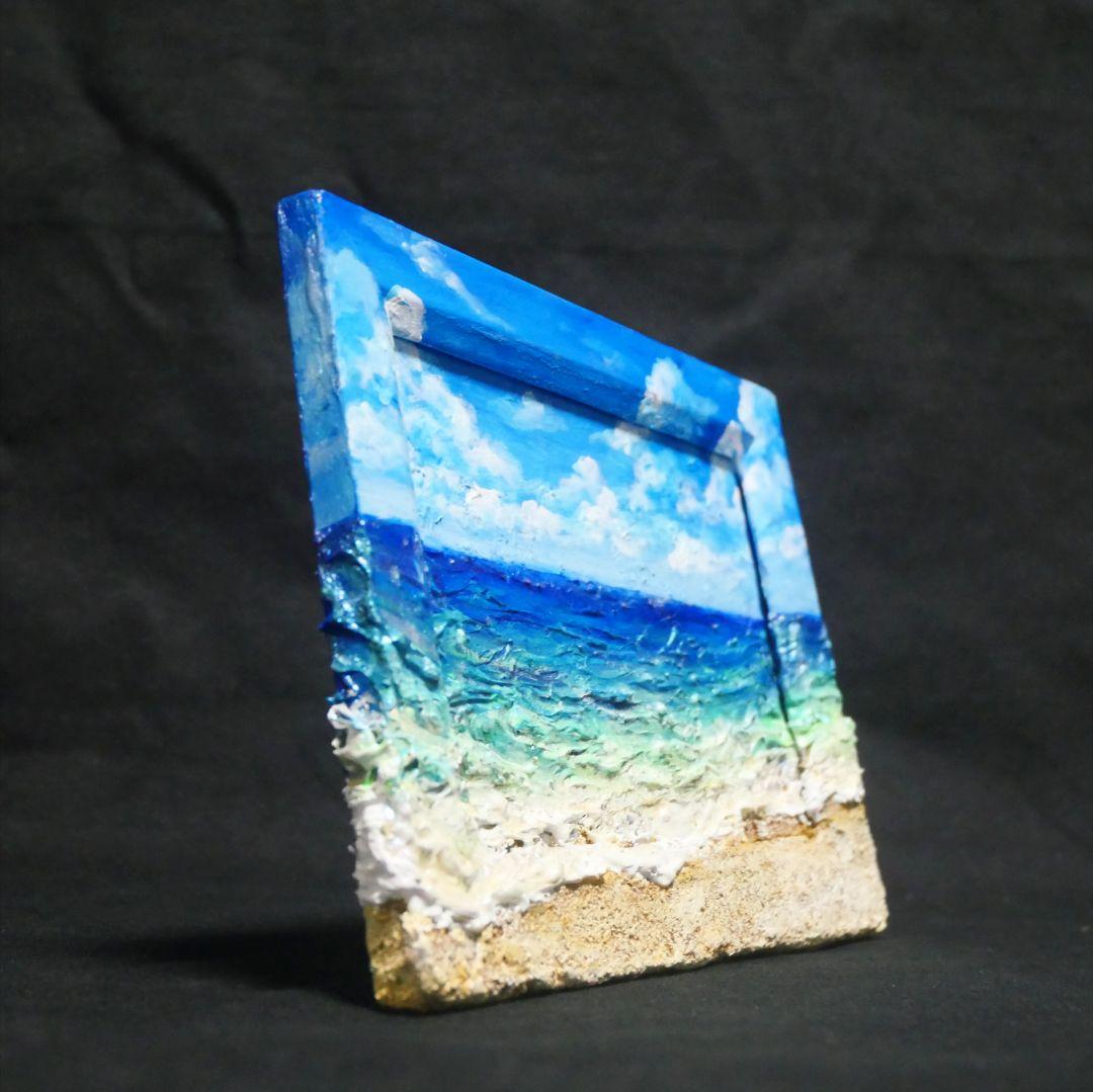 油絵 油彩 油彩画 絵 絵画 【夏の海】ミニ絵画