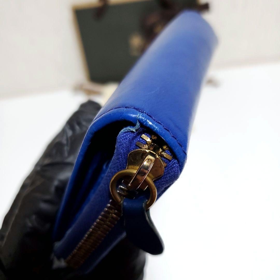 週末限定完売品　イルビゾンテ　二つ折り財布　ロイヤルブルー　ゴールド　牛革レザー