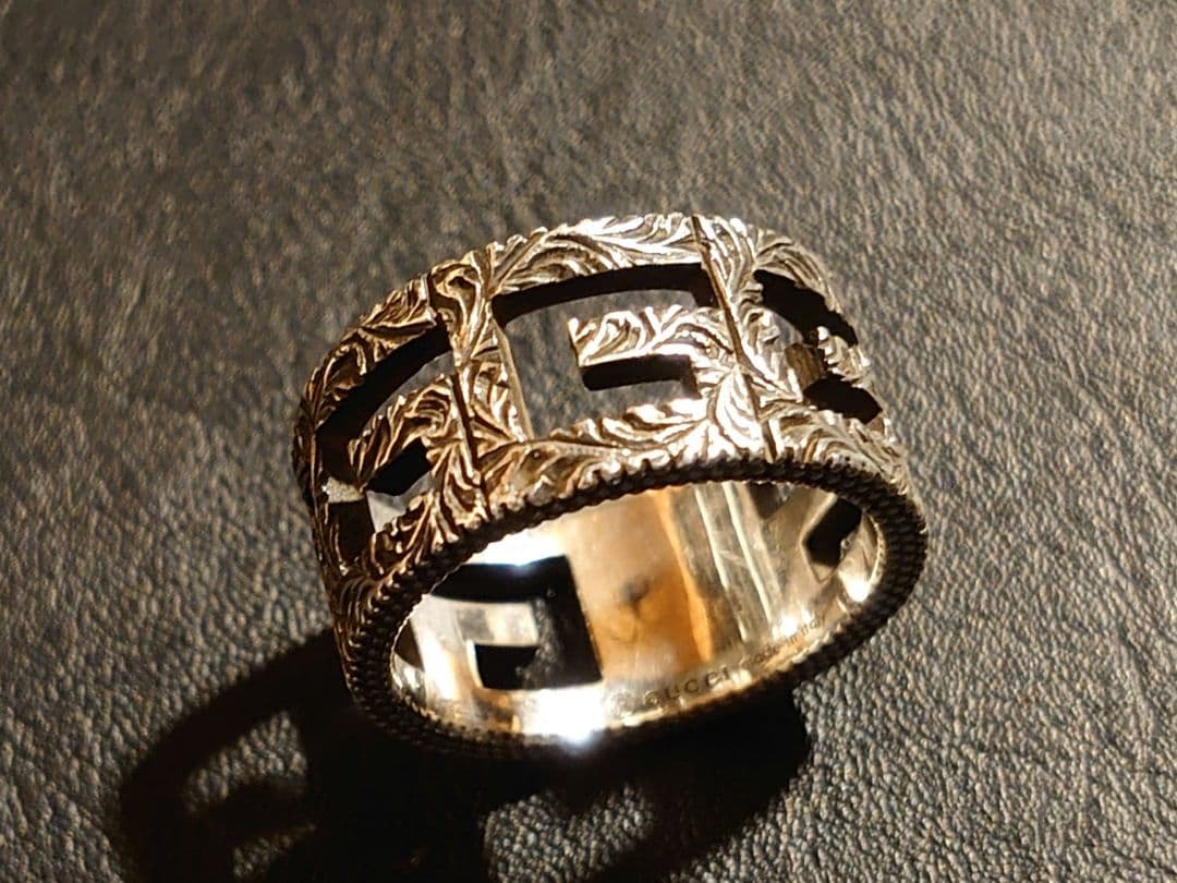 GUCCI グッチ スクエアG アラベスク ワイド リング 18号