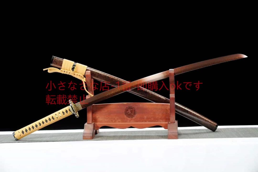 ダマスカス発赤武者刀【千秋】  古兵器 武具 刀装具 日本刀 模造刀 居合刀