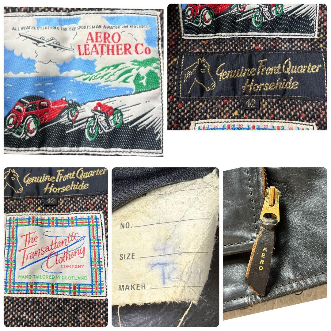 馬革 SIZE42 AERO LEATHER Co ライダースジャケット 茶芯