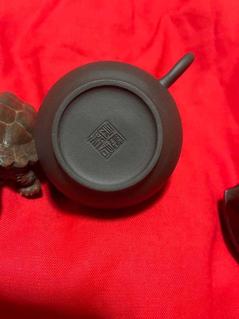 中国茶器紫泥朱泥宜興紫砂江蘇茶玩茶寵 急須1茶入1蓋付湯呑2茶寵4(年数経過品)