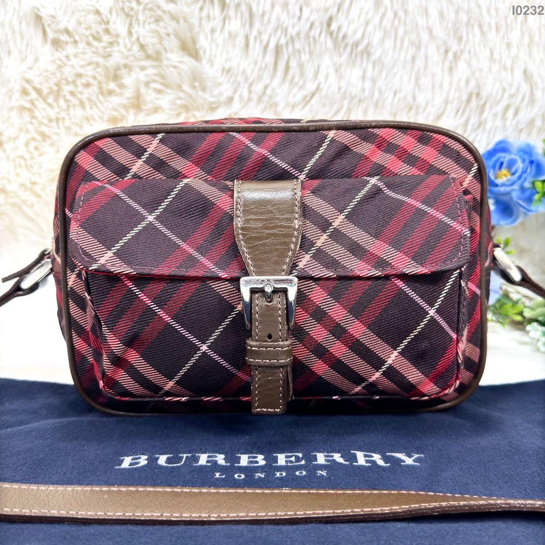 【極美品】バーバリーロンドンブルーレーベル ショルダーバッグ ノバチェック 赤