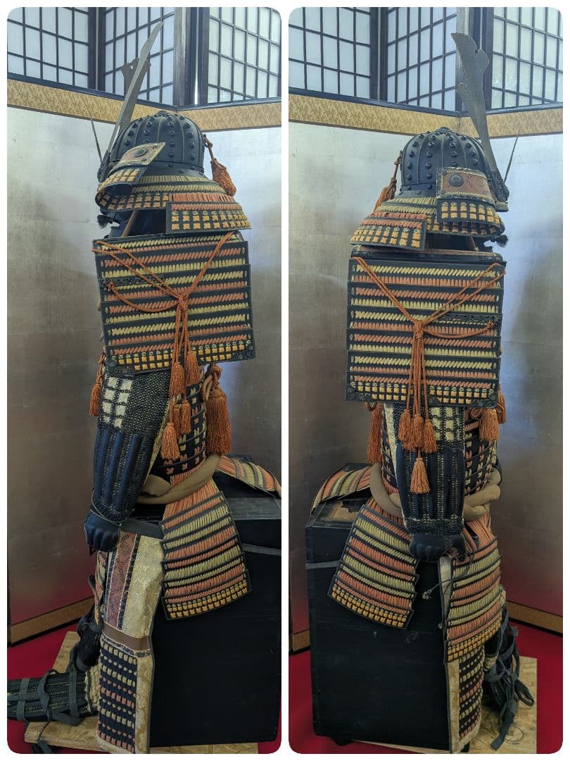 等身大 甲冑 鎧兜 鎧一式 甲冑 鎧櫃 鎧立付 面頰 赤糸大縅鎧 全高171cm