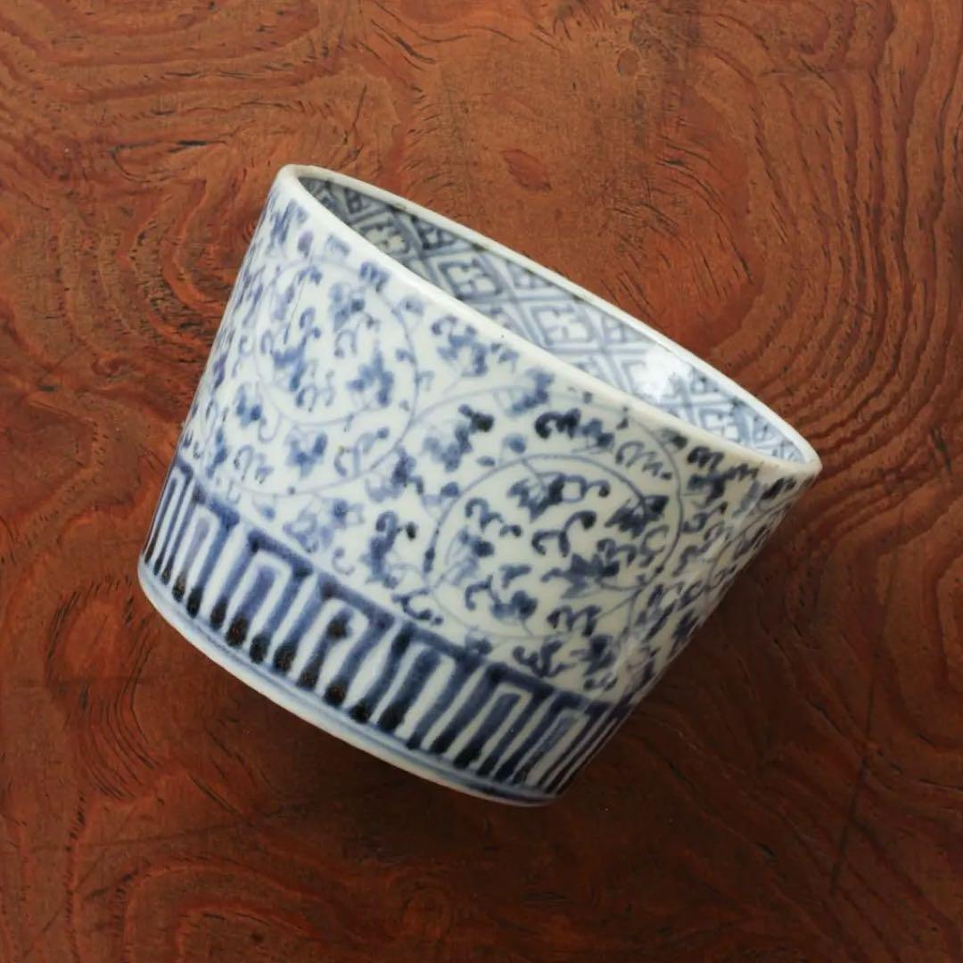 伊万里　古伊万里　江戸　後期　蕎麦猪口　萩唐草　蛇の目　高台