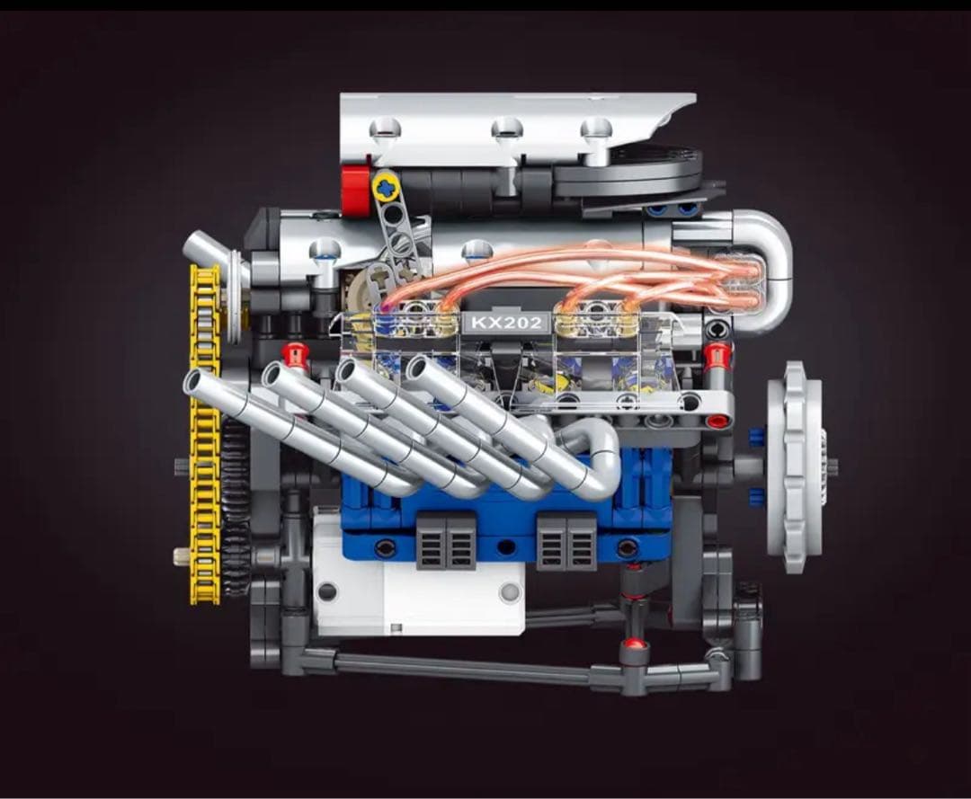 V8エンジン 模型 ブロック 組立 STEM教材 車 模型 電動モデル