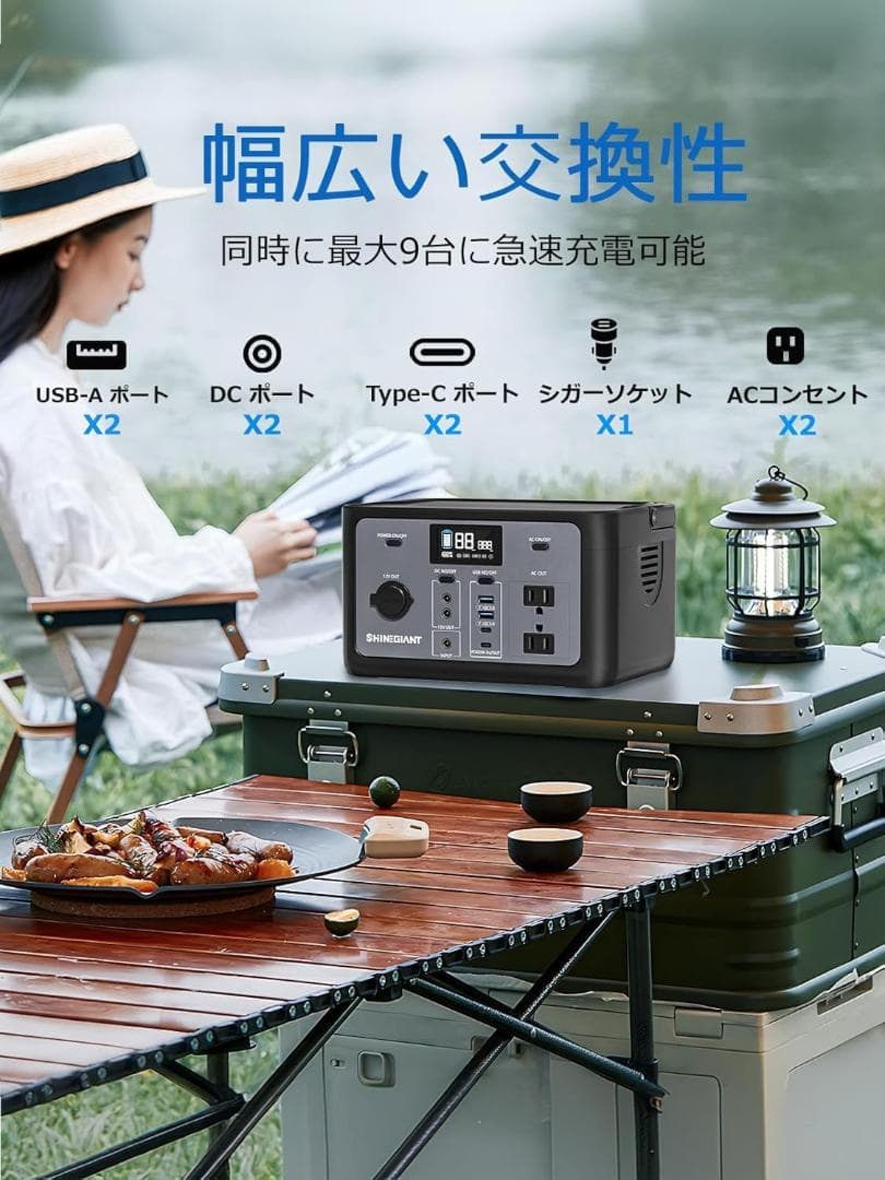 ポータブル電源 小型 256Wh 300Wリン酸鉄家庭用蓄電池 瞬間最大600W