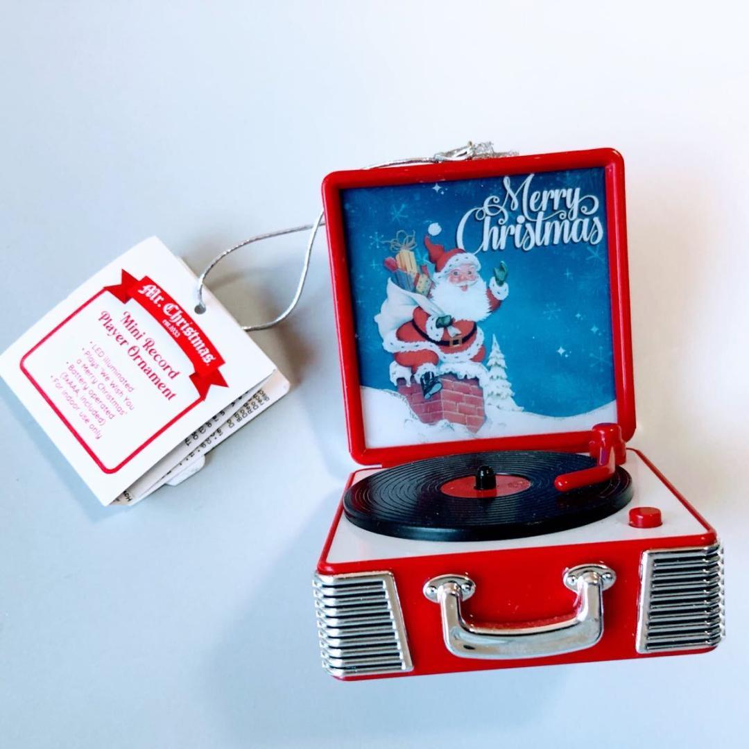 #3884【可愛い】ミスタークリスマス ライトアップ ミニ レコードプレーヤー