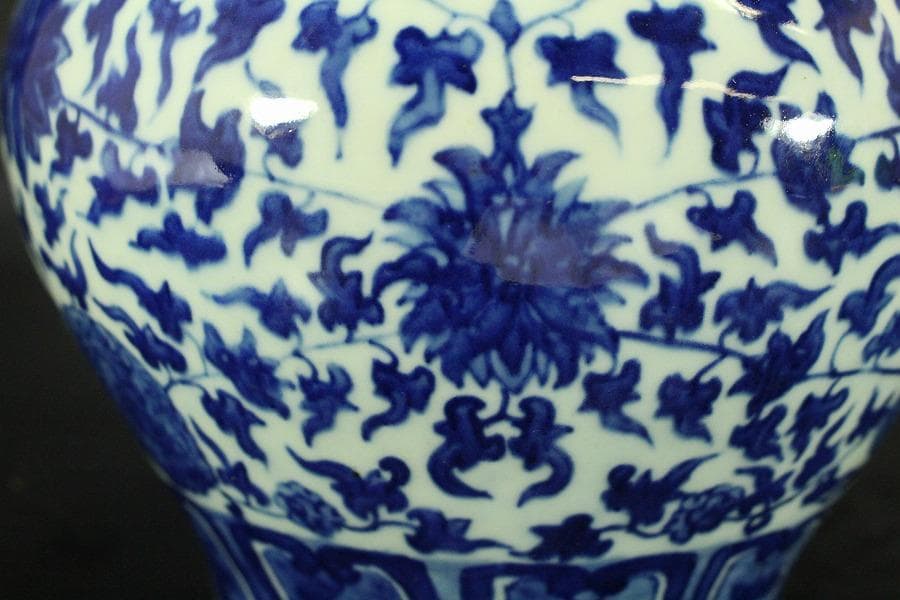 中国美術 青花 染付 纏枝蓮花紋 蓋壷(LC643)