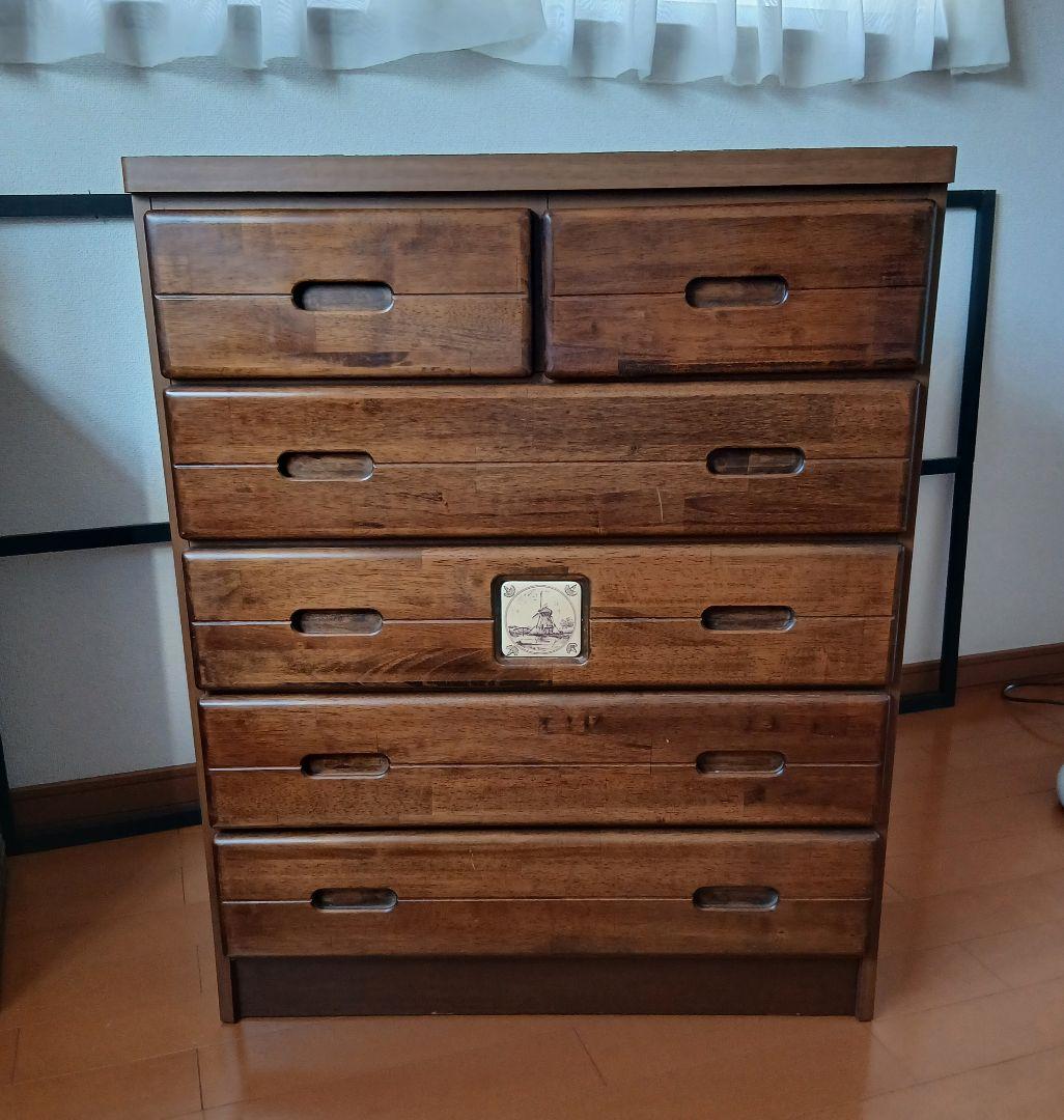 木製ダークブラウンチェスト 引き出し7つ