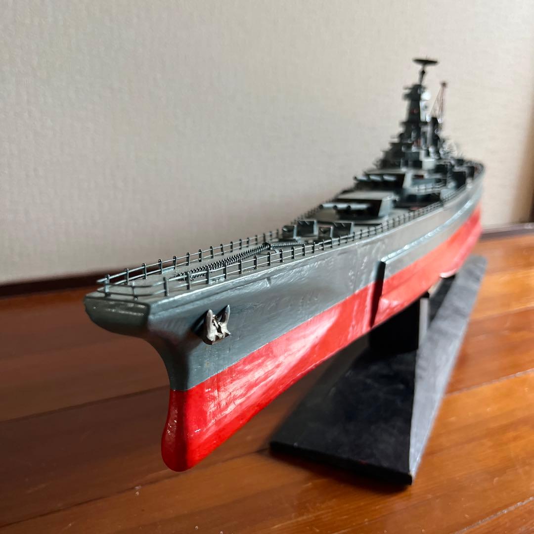 美品　木製模型　艦船　ミズーリ　スタンド付き